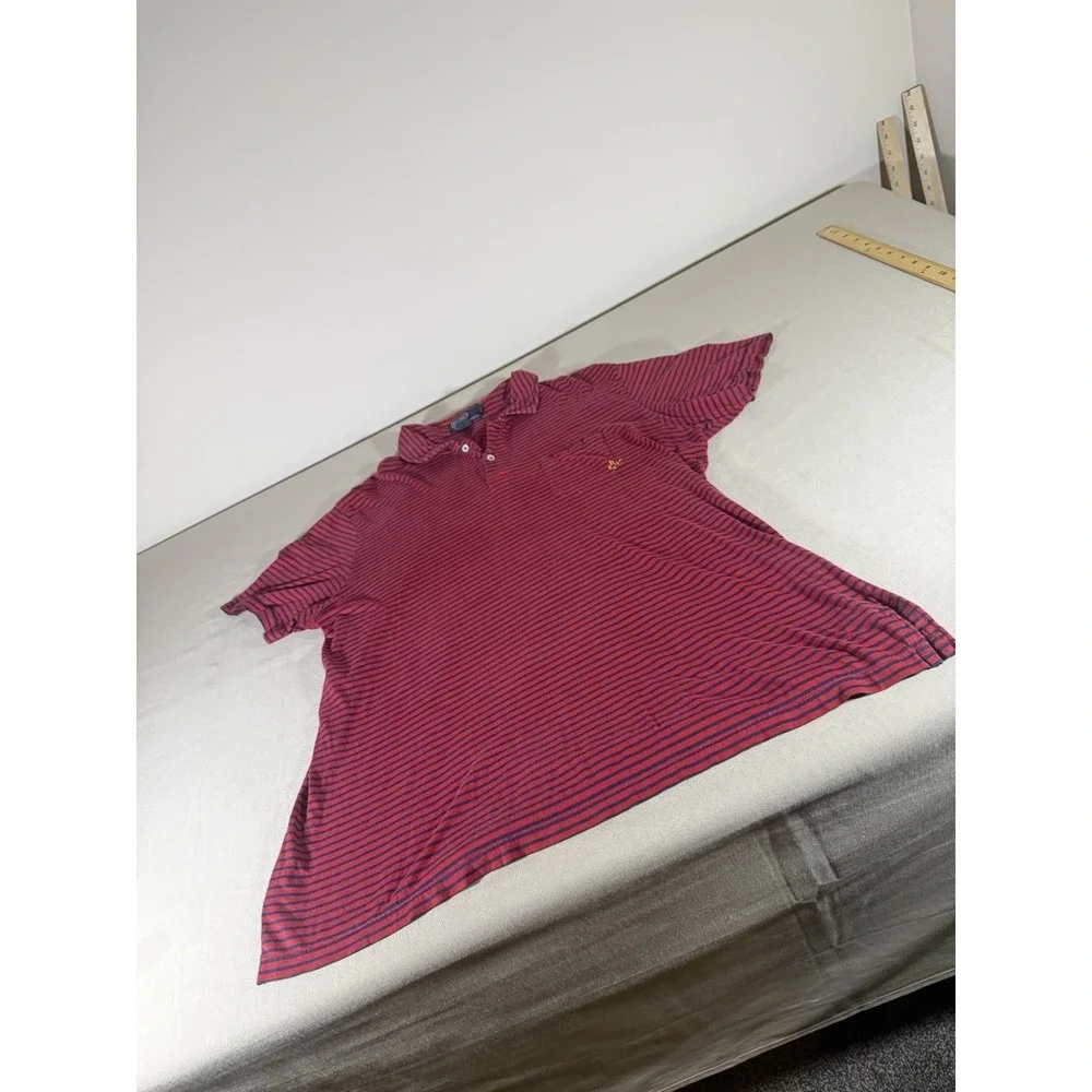 VINTAGE Polo Ralph‎ Lauren Shirt Adult XXL Red Striped Anchor Logo Tee Pullover